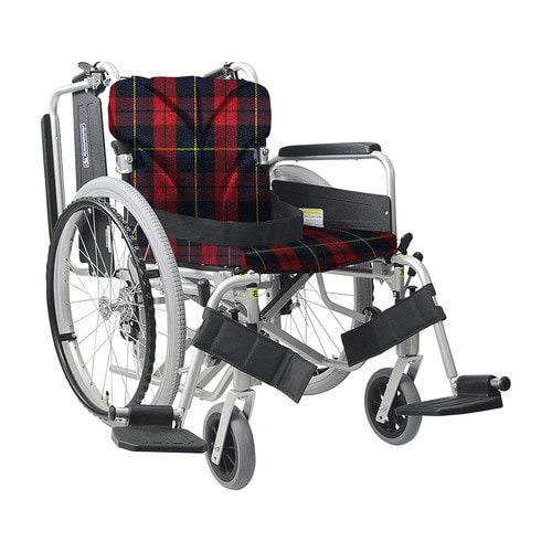 車いす(アルミ製) 赤チェック