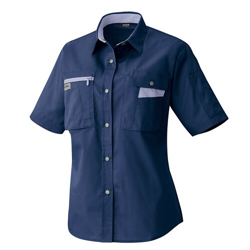 レディース半袖シャツ ネイビー×Mバイオレット11