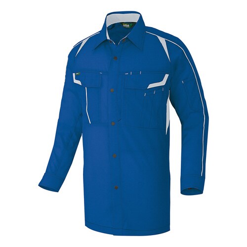 長袖シャツ ブルー×シルバーグレー S