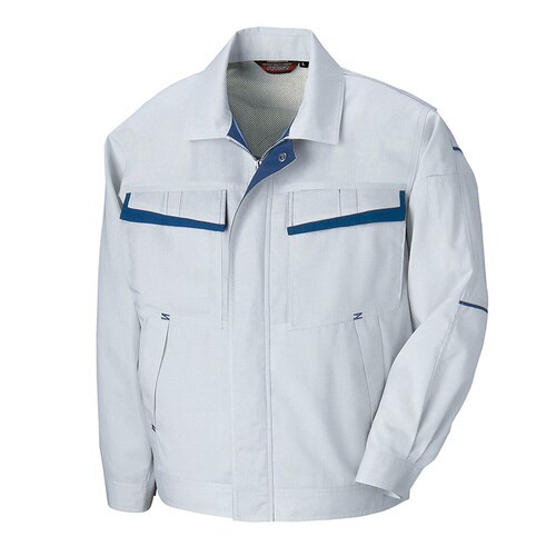 長袖夏ブルゾン(配色) Sグレー×Rブルー 4L