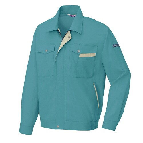 長袖夏ブルゾン ターコイズ×Eグリーン 5L