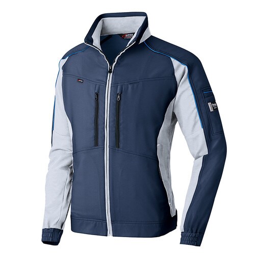 長袖ブルゾン ネイビー×シルバーグレー 6L