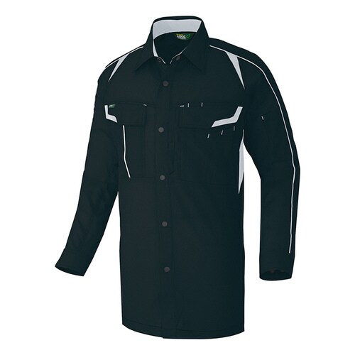 長袖シャツ ブラック×シルバーグレー 6L