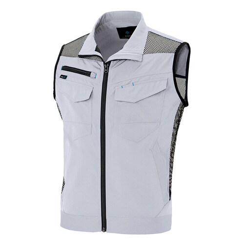 ワークベスト(スタンドカラー) シルバーグレー S