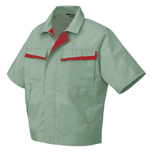 半袖ブルゾン(配色) Eグリーン×ワインレッド4L