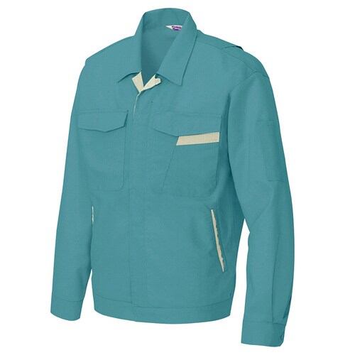 長袖夏ジャンパー ターコイズ×Eグリーン L