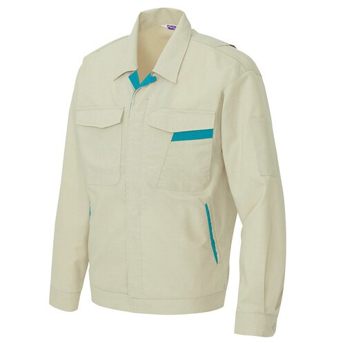 長袖夏ジャンパー Eグリーン×ターコイズ 5L