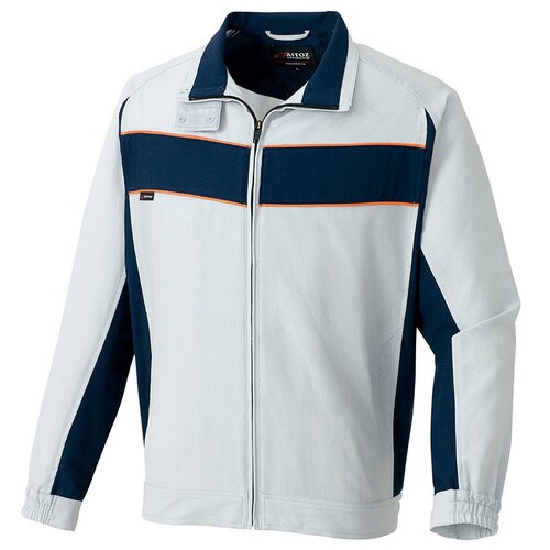 長袖ブルゾン ライトグレー×ディープネイビー 5L