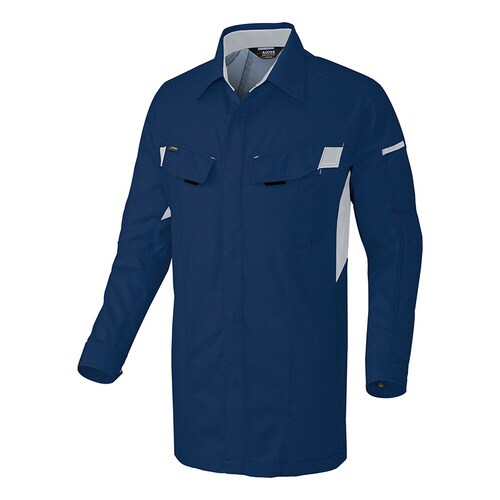 長袖シャツ ネイビー×シルバーグレー SS