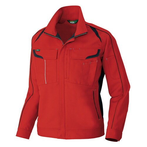 長袖ブルゾン レッド×ブラック 4L