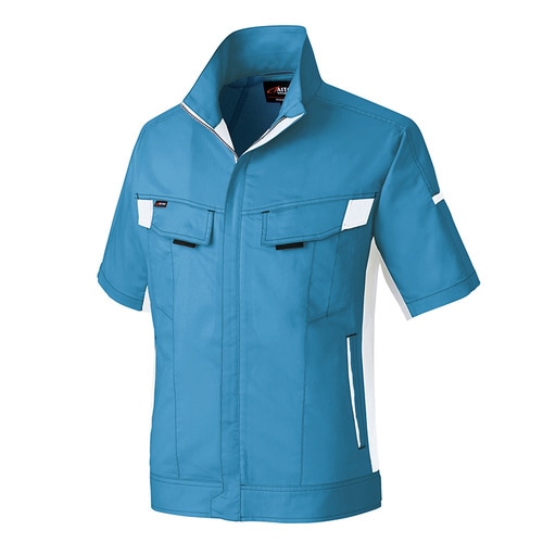 半袖サマーブルゾン サックス×シルバーグレー LL