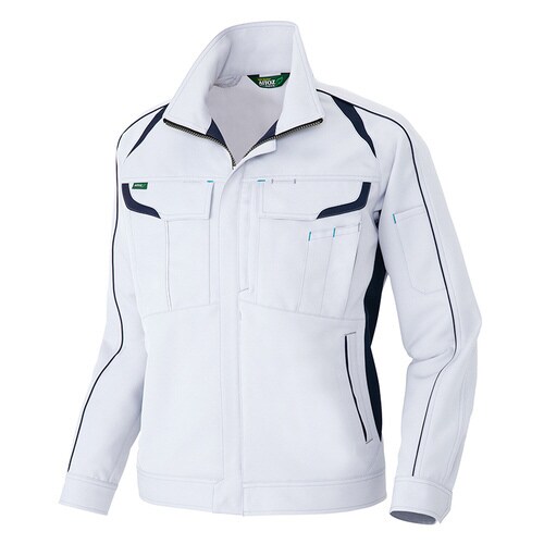 長袖ブルゾン シルバーグレー×ネイビー 6L