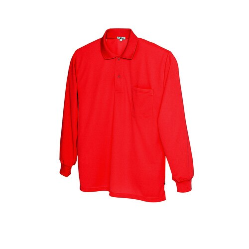 吸汗速乾 長袖ポロシャツ レッド LL