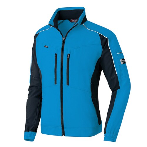 長袖ブルゾン アクアブルー×ブラック 5L