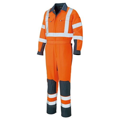 ツナギ ハイパーオレンジ×ネイビー 3L