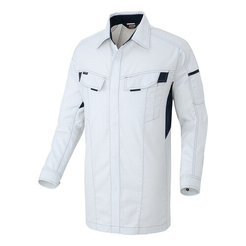 長袖シャツ シルバーグレー×ネイビー SS