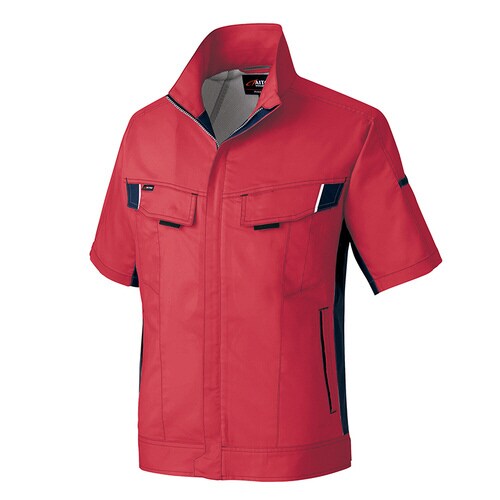 半袖サマーブルゾン レッド×チャコール 3L