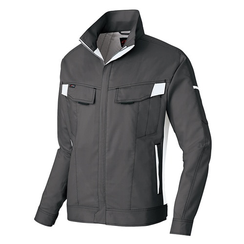 長袖サマーブルゾン チャコール×シルバーグレー M