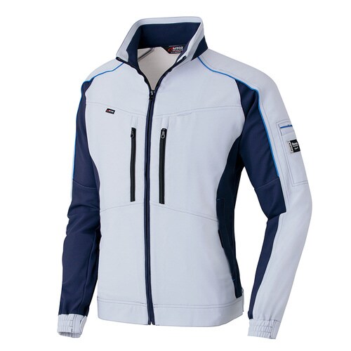 長袖ブルゾン シルバーグレー×ネイビー 3L