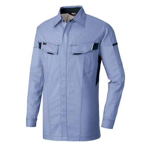 長袖シャツ ミストバイオレット×ネイビー M