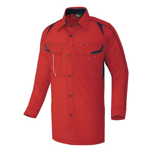 長袖シャツ レッド×ブラック SS