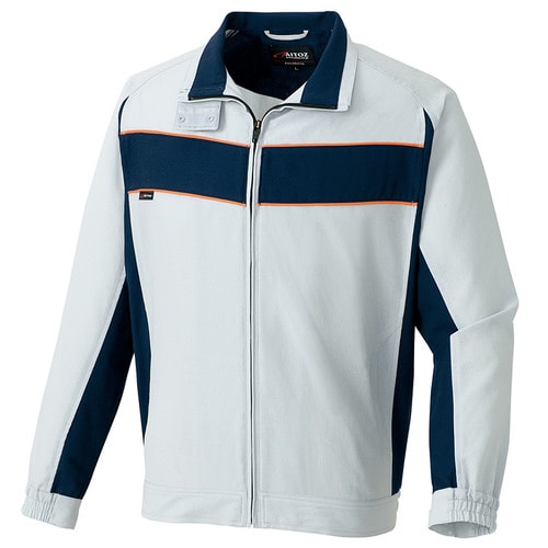 長袖ブルゾン ライトグレー×ディープネイビー 3L