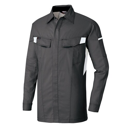 長袖シャツ チャコール×シルバーグレー 5L
