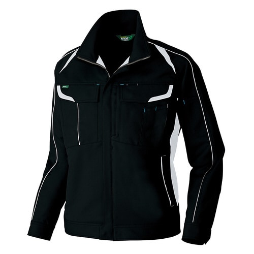 長袖ブルゾン ブラック×シルバーグレー 4L