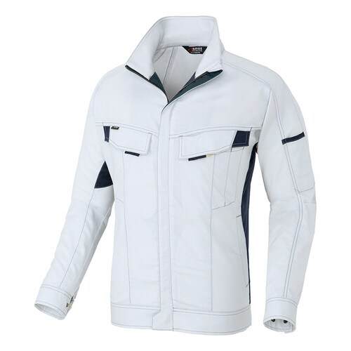 長袖ブルゾン シルバーグレー×ネイビー 6L