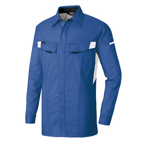 長袖シャツ ロイヤルブルー×シルバーグレー 6L