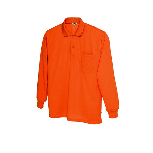 吸汗速乾 長袖ポロシャツ オレンジ 3L