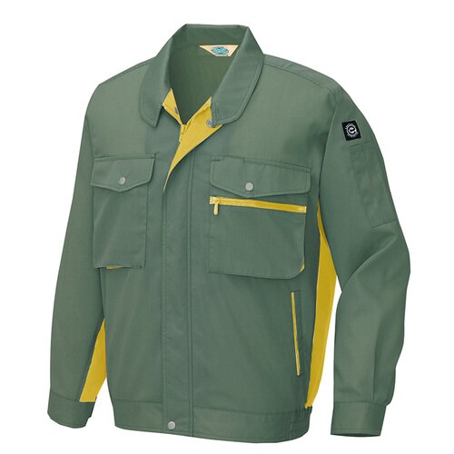 長袖サマーブルゾン オリーブ×マスタード LL