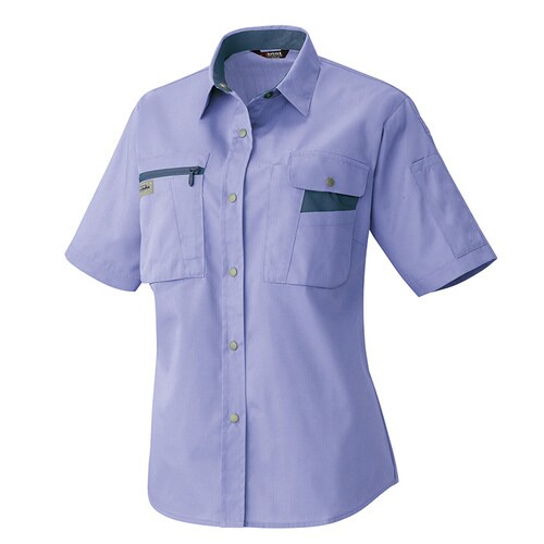 レディース半袖シャツ Mバイオレット×ネイビー13