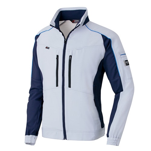 長袖ブルゾン シルバーグレー×ネイビー L