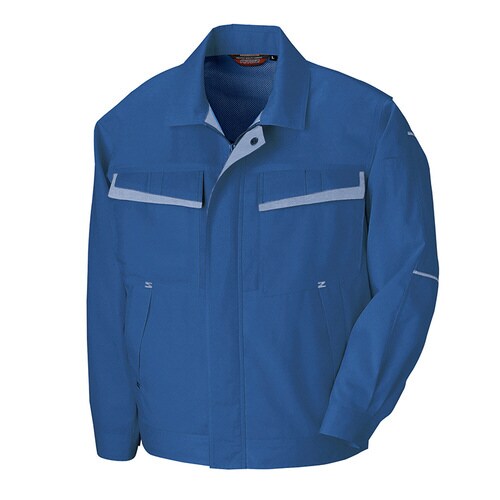 長袖サマーブルゾン(配色) Rブルー×MV 5L