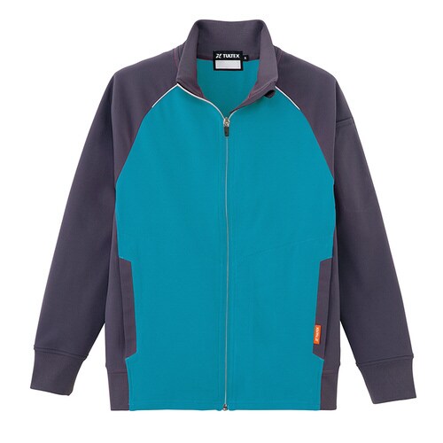 ニットジャケット ターコイズ×チャコール 3L