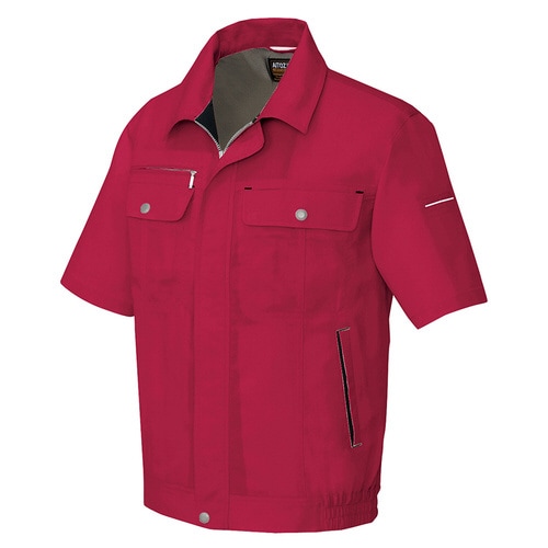 半袖ブルゾン ワインレッド×ブラック 5L