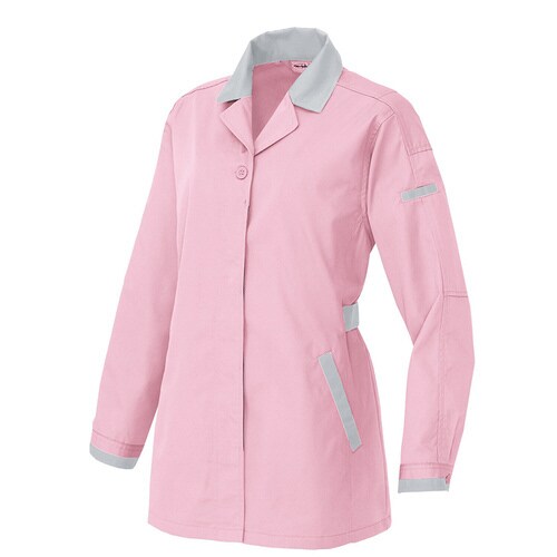 長袖サマースモック ピンク×シルバーグレー 4L