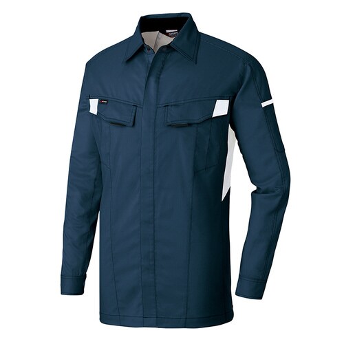 長袖シャツ ネイビー×シルバーグレー 3L