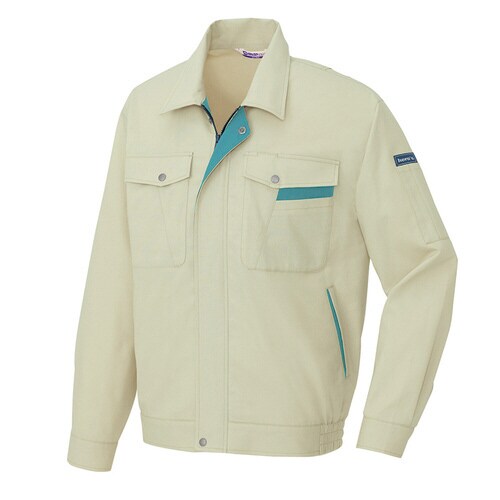 長袖サマーブルゾン アースグリーン×ターコイズ S