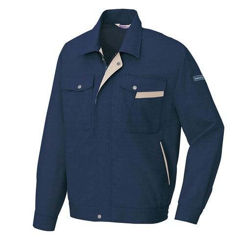 長袖サマーブルゾン ネイビー×ベージュ 6L