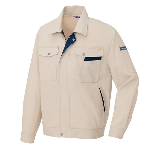 長袖サマーブルゾン ベージュ×ネイビー 4L