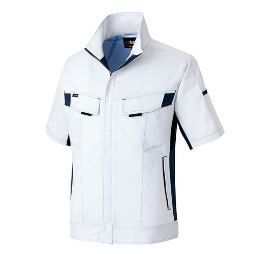 半袖サマーブルゾン シルバーグレー×ネイビー LL