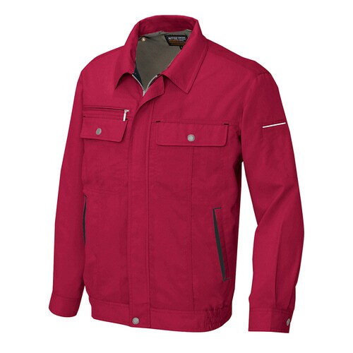 長袖サマーブルゾン ワインレッド×ブラック 5L