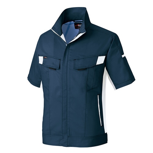 半袖サマーブルゾン ネイビー×シルバーグレー 3L