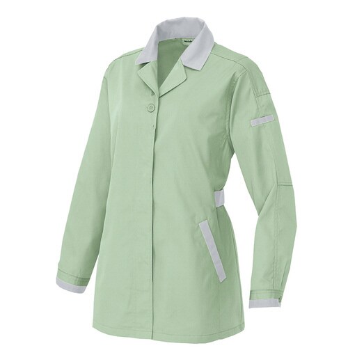 長袖サマースモック グリーン×シルバーグレー 4L