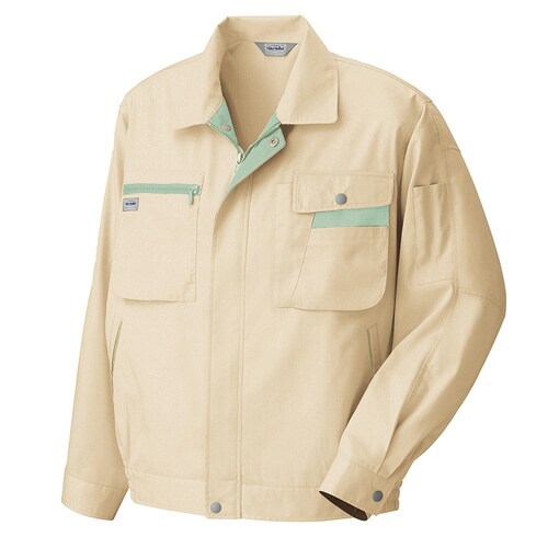 長袖サマーブルゾン ライトベージュ×グリーン SS