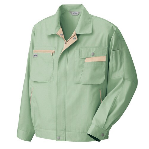 長袖サマーブルゾン グリーン×ライトベージュ 4L