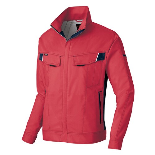 長袖サマーブルゾン レッド×チャコール L