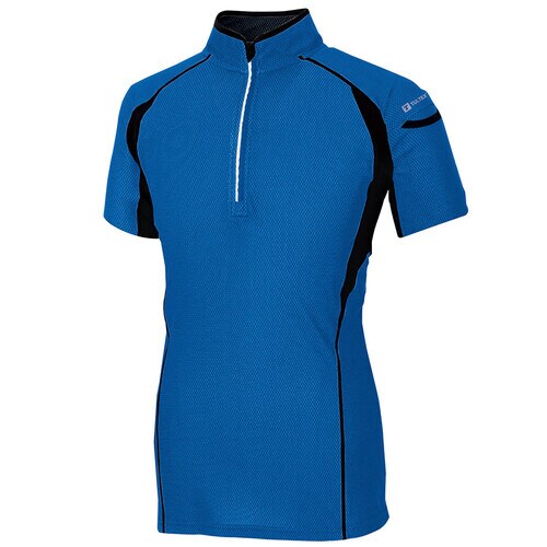 ハーフZIP半袖シャツ ブルー LL